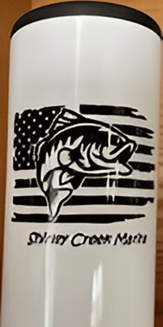 Tumbler with fish and American flag