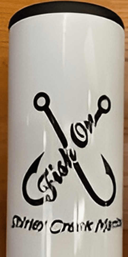 Fishing-themed tumbler with stylish graphic