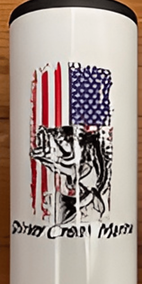 Patriotic tumbler featuring abstract art