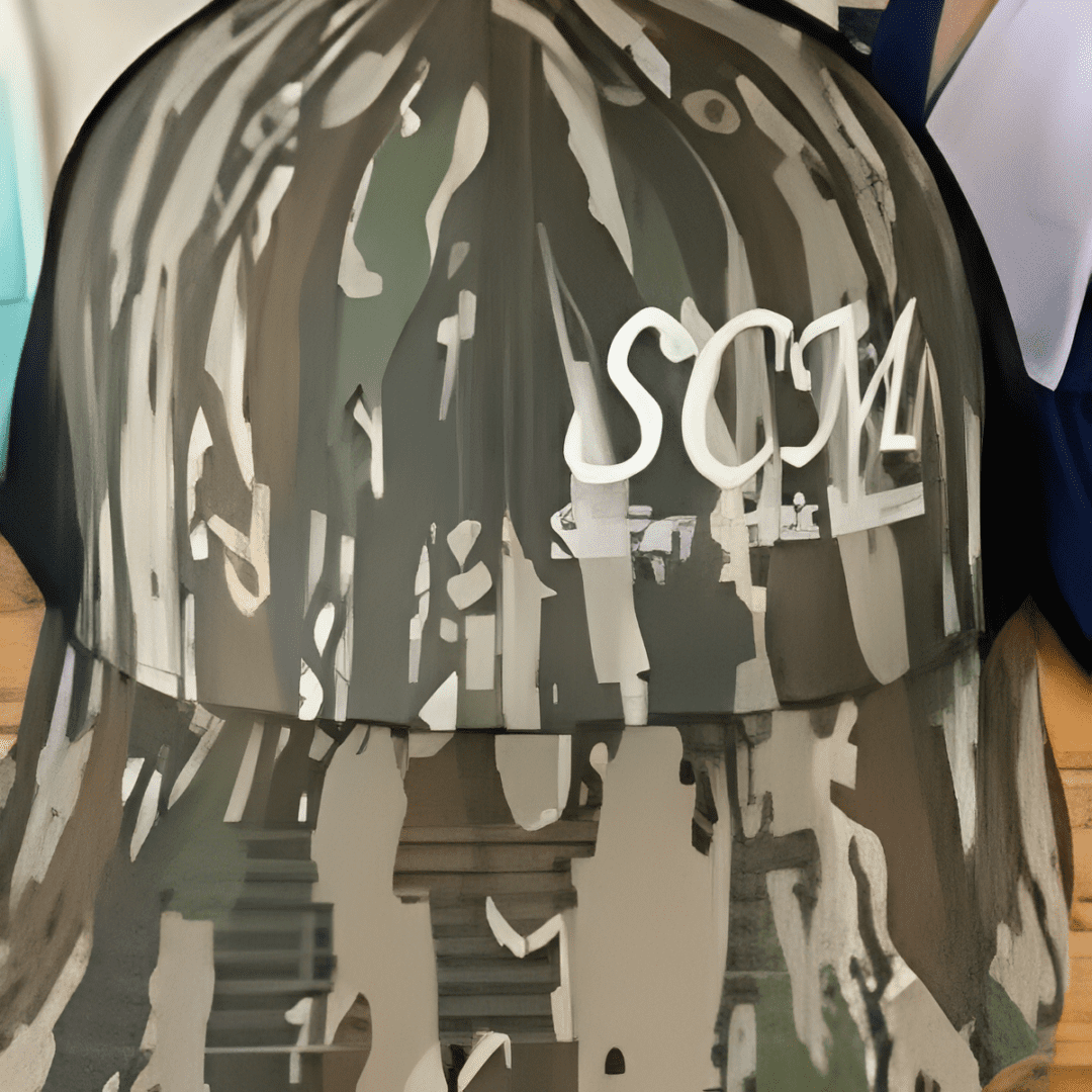 Patterned cap with distinct white text