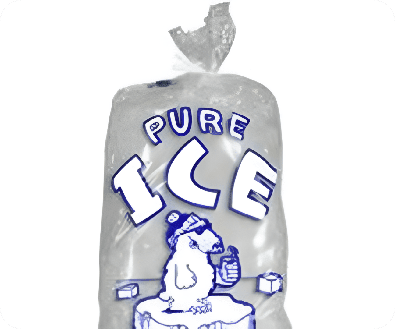 Ice bag featuring cartoon polar bear